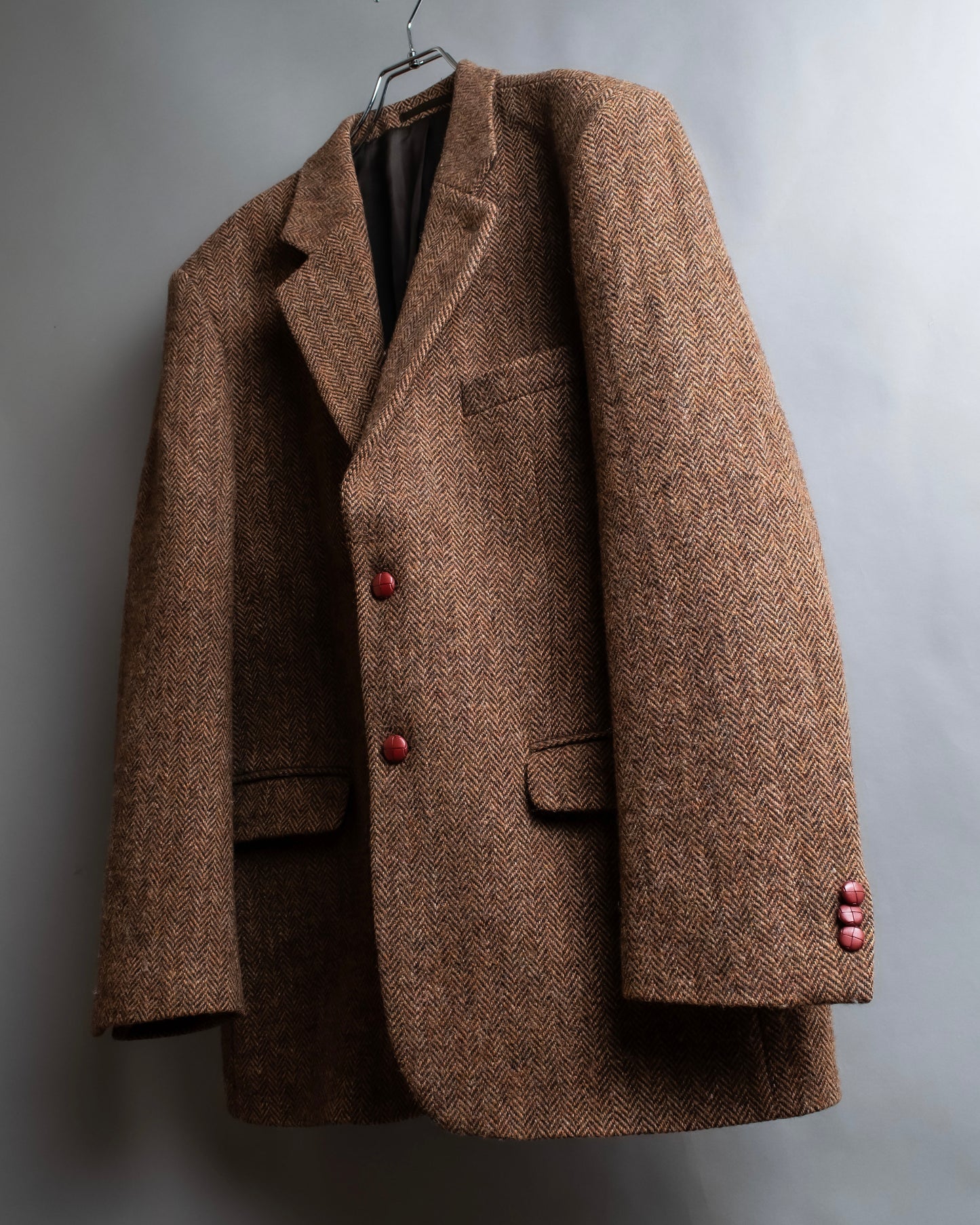 "HARRIS TWEED" Oversized herringbone tailored jacket