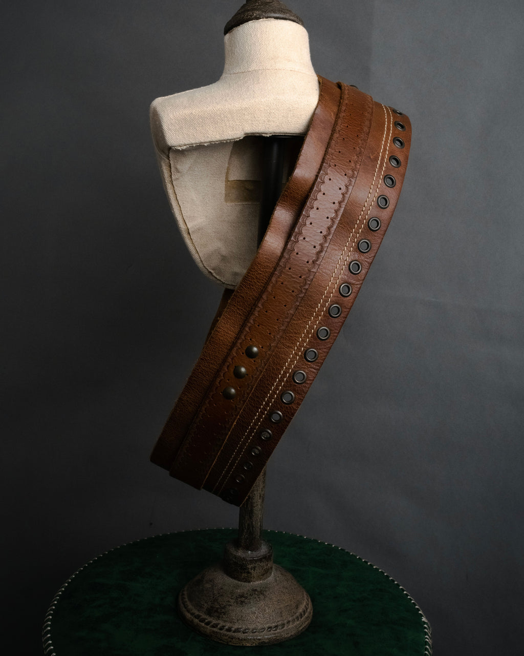 “DIESEL” 2000’s Studded craft leather belt