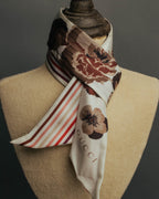 "GUCCI" 00's-10's Floral and striped silk neck bow scarf