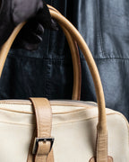 “LOEWE” Leather belted design bicolor handbag