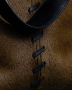 "YVES SAINT LAURENT" Hand-stitched design hair calf leather tote bag