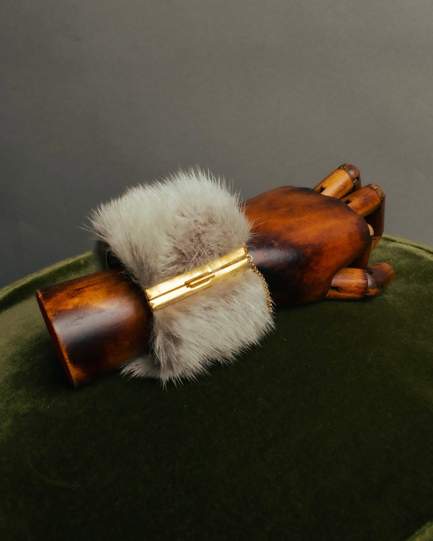 “CELINE” 2010’s Fur covered cuff bracelet