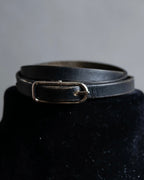 "HERMES" Single pin buckle leather narrow bracelet