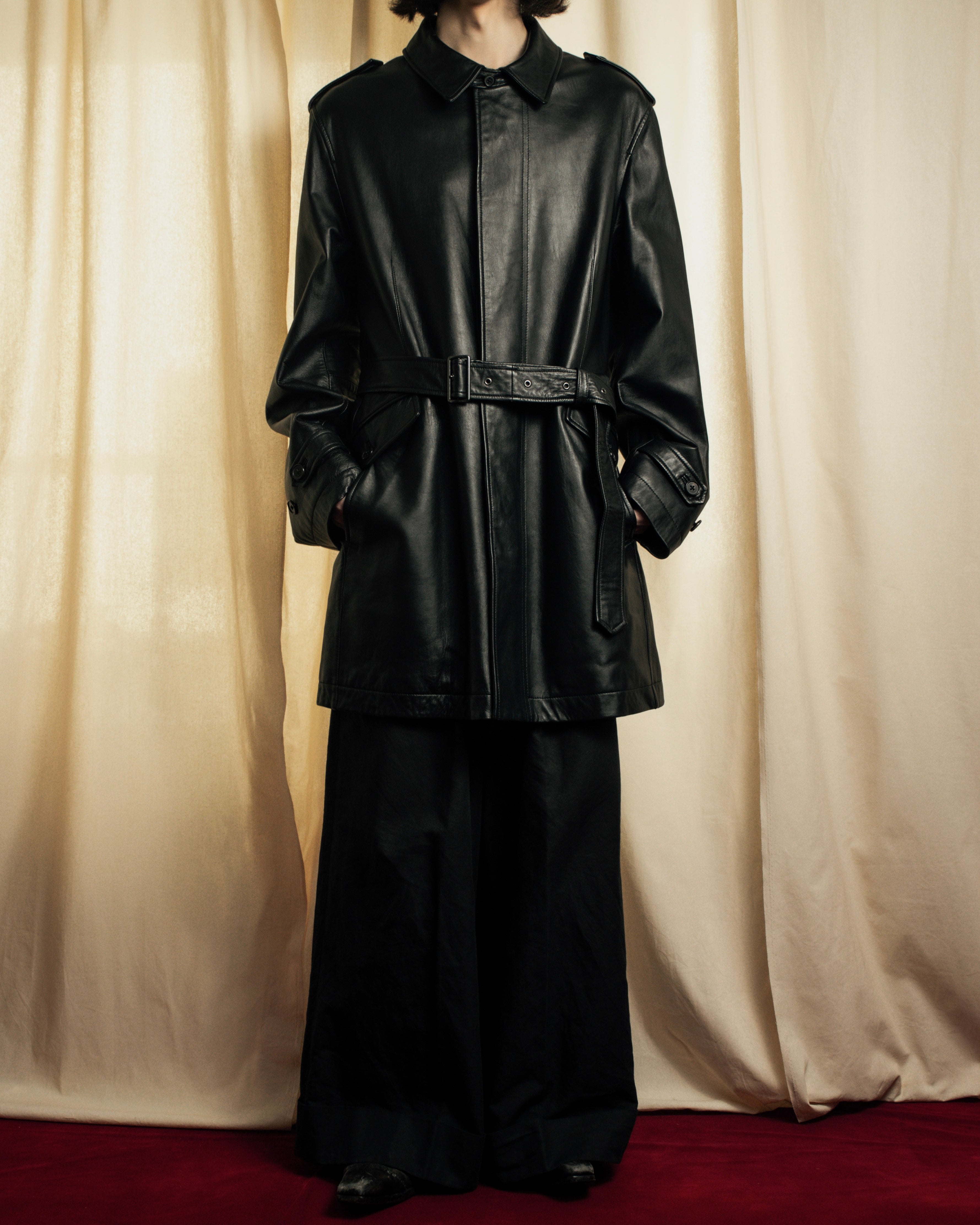 "DURBAN" Double zipper sheepskin leather coat