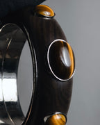"Bottega Veneta" 2006-2012 ebony and sterling silver tiger eye bangle