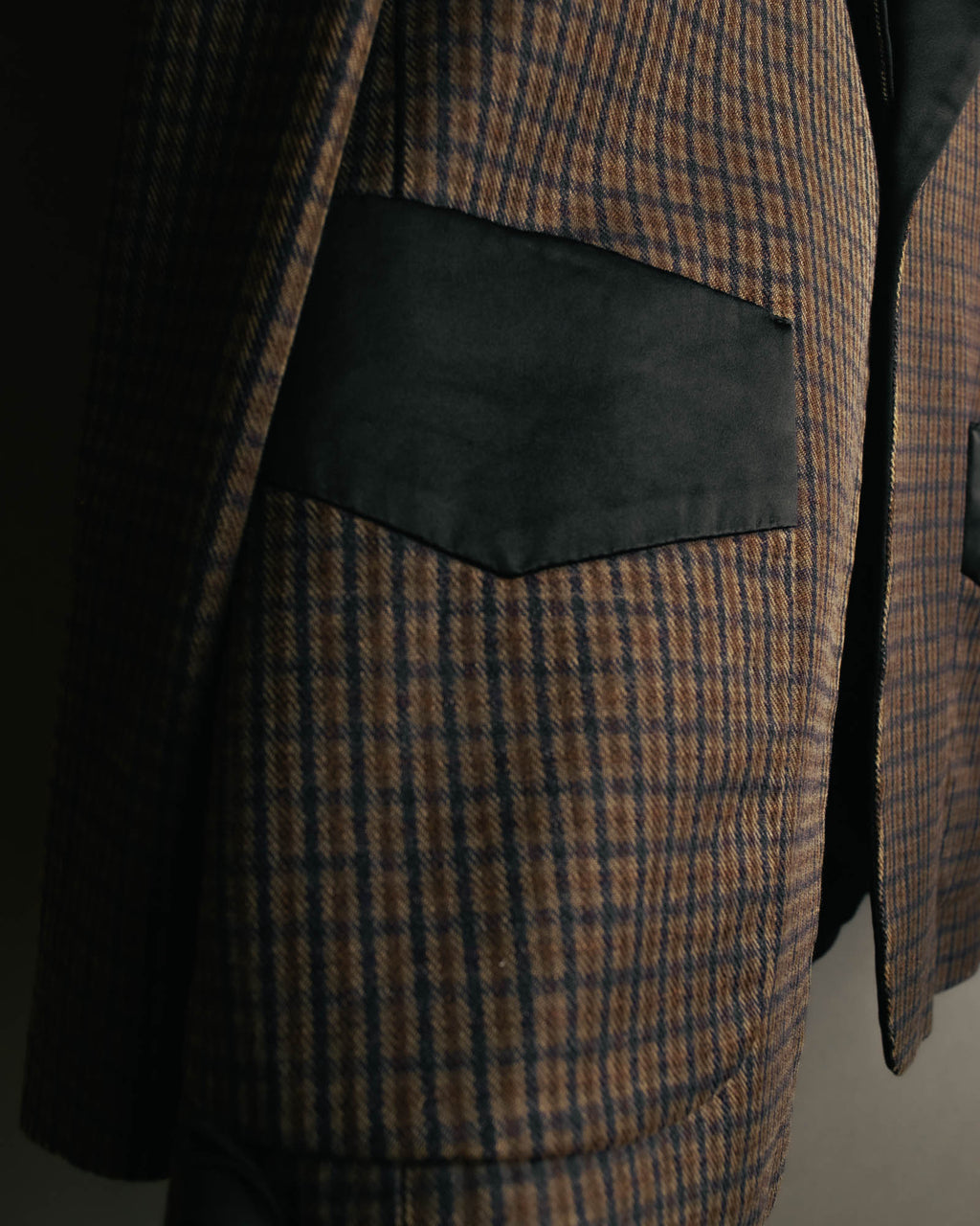 -SPECIAL- "Maison Martin Margiela" 00's Check shawl collar smoking jacket with satin contrast
