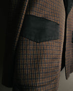 -SPECIAL- "Maison Martin Margiela" 00's Check shawl collar smoking jacket with satin contrast
