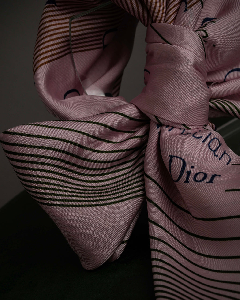 "Christian Dior" Typography logo geometric motif silk scarf