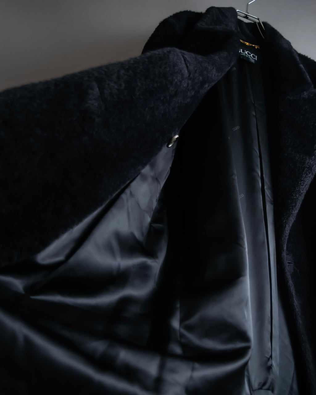"GUCCI" 80's Gold button design brushed wool long chester coat