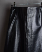 "CELINE" Front metal buckle detail leather skirt