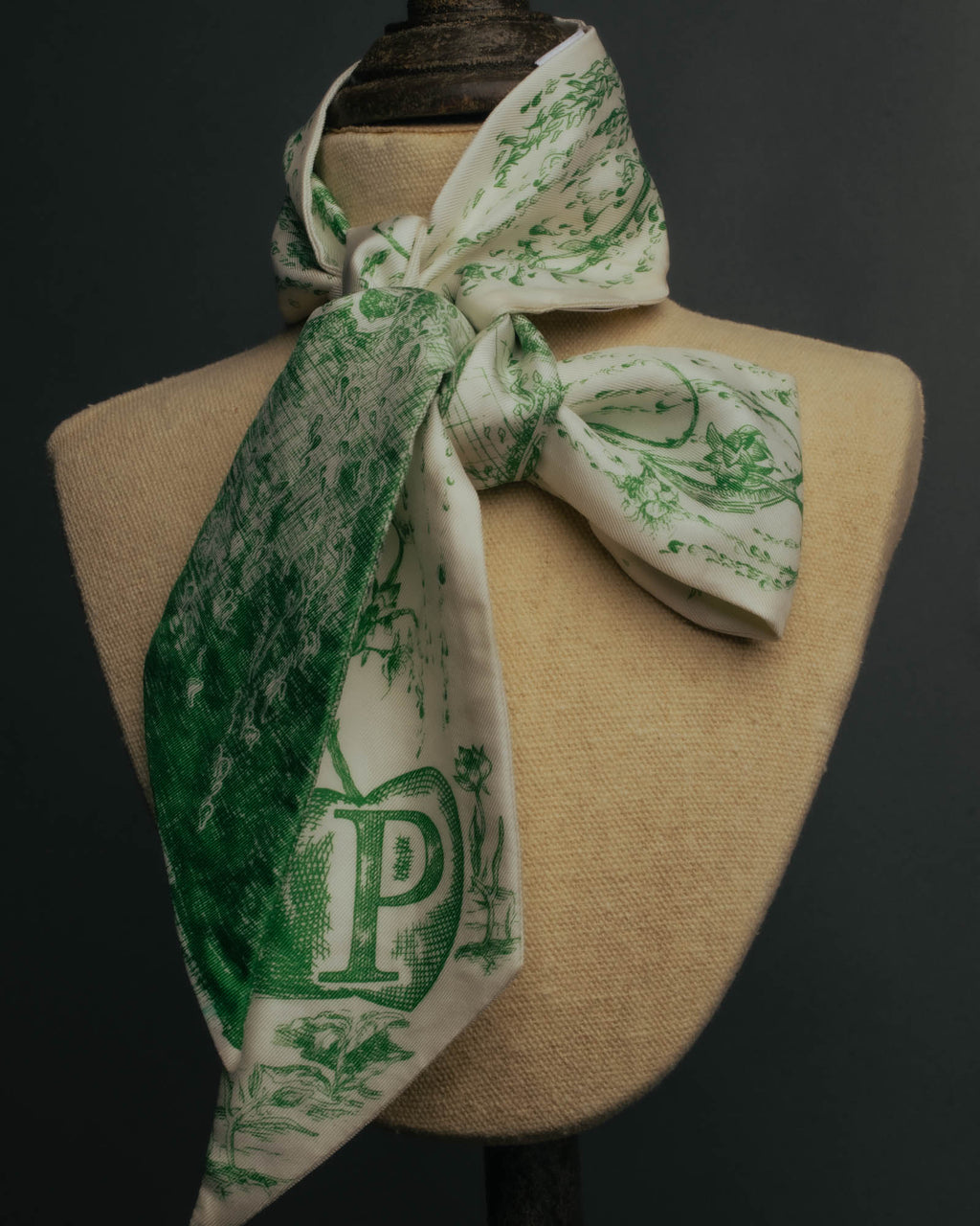 "DIOR" Green printed silk mitzah scarf