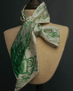 "DIOR" Green printed silk mitzah scarf