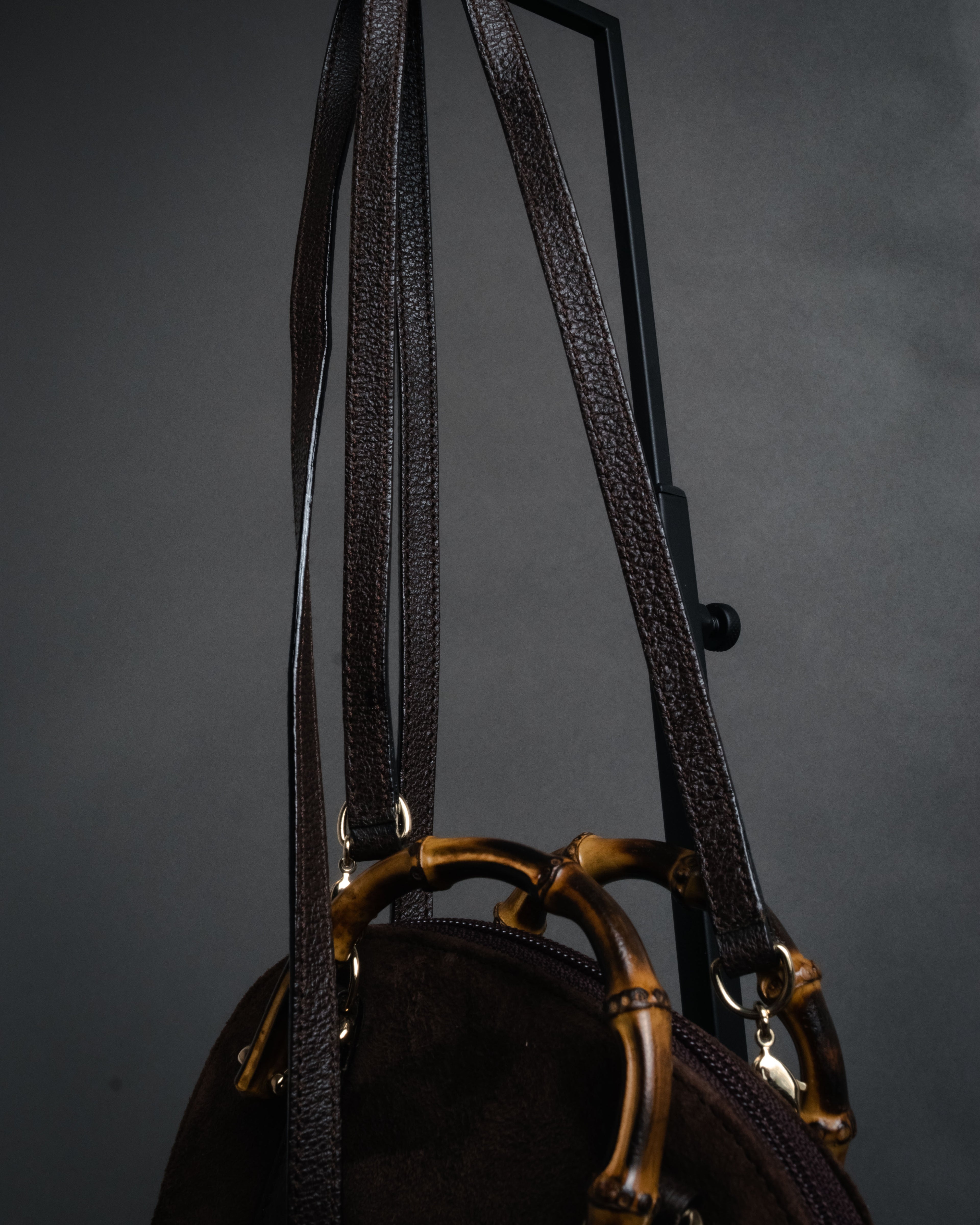 -SPECIAL- “GUCCI” 90’s bamboo handle suede half moon bag