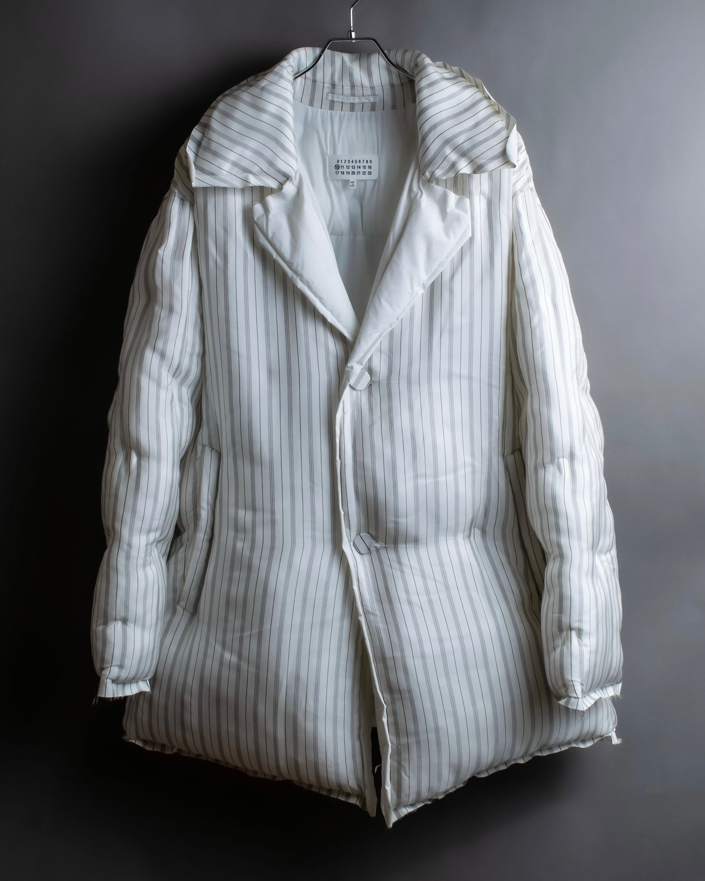 "MAISON MARGIELA" Multi-stripe pattern quilted padded oversized tailored coat