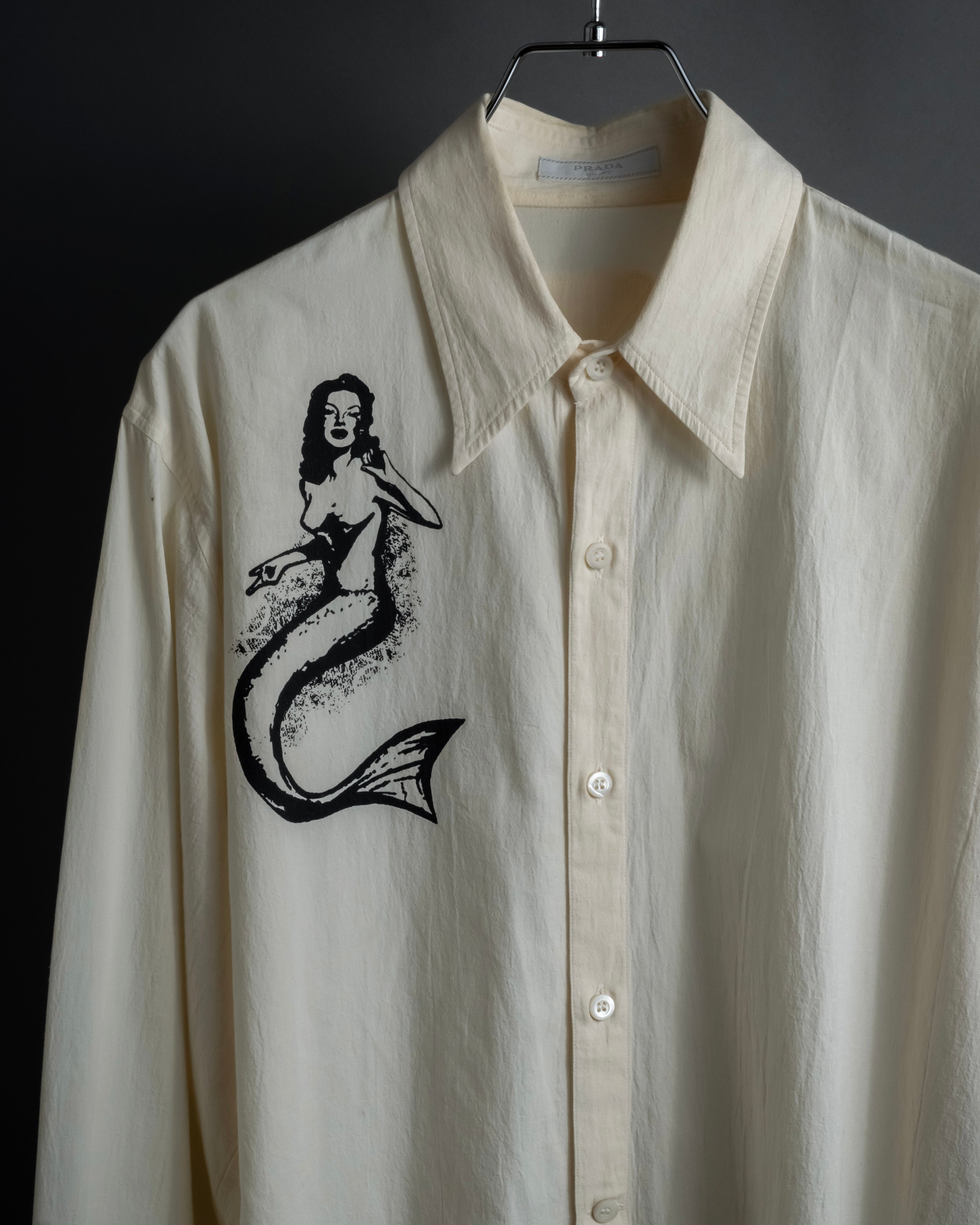 "PRADA" 22SS Sea fable motif print oversized shirt