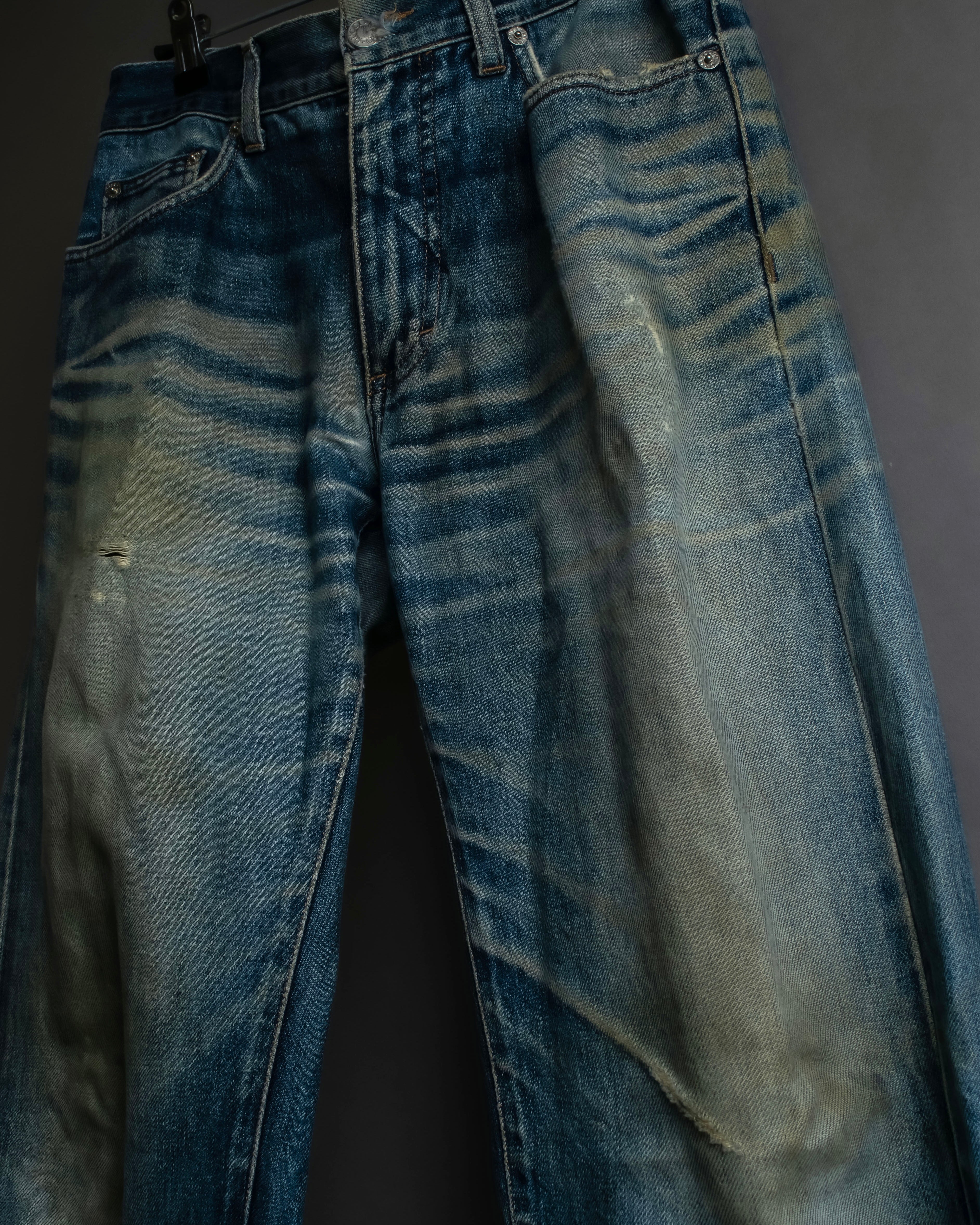 "GUCCI" Gradient fade design tapered denim