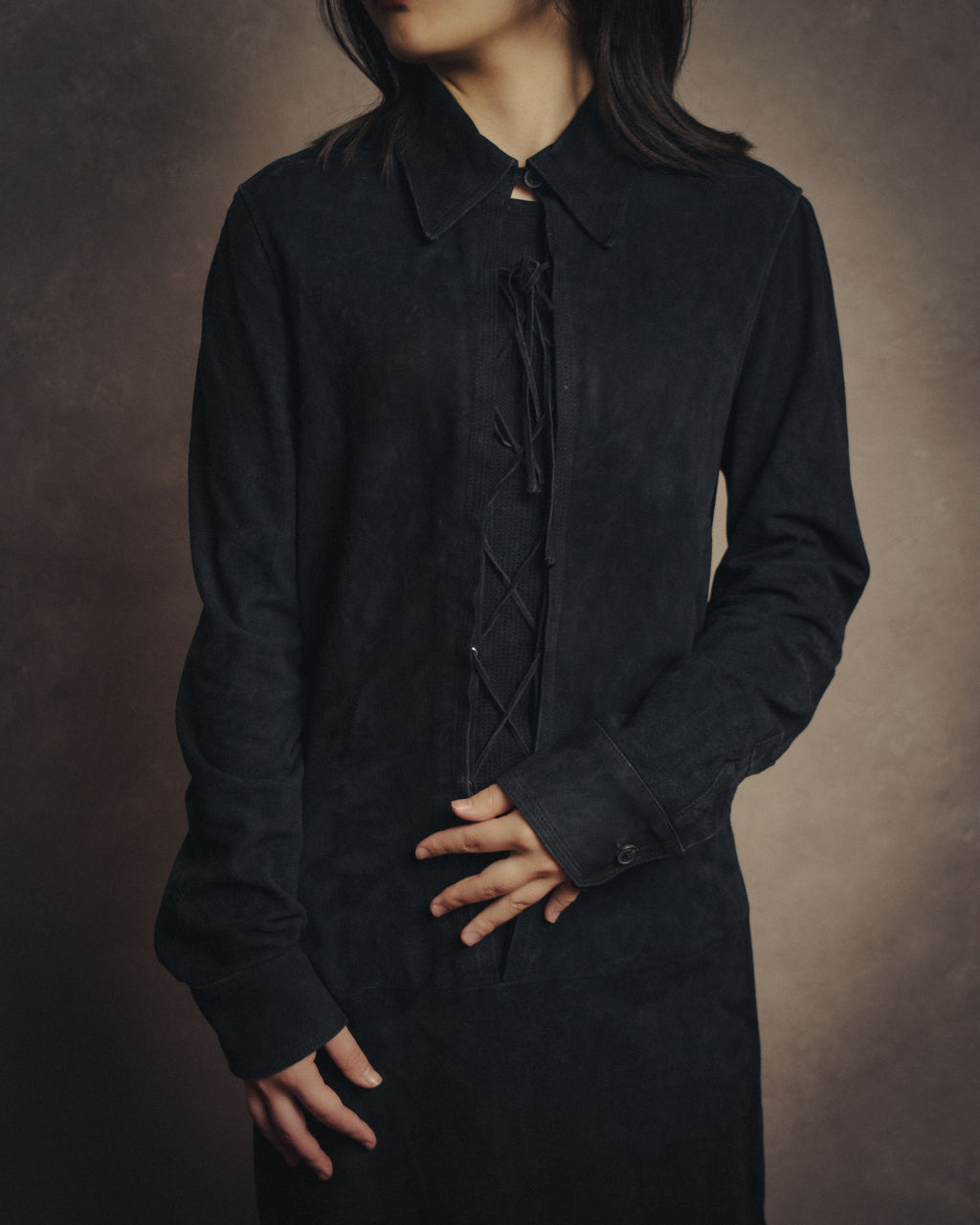 -SPECIAL- “Yves Saint Laurent rive gauche” 2001-2004 Suede lace-up safari dress