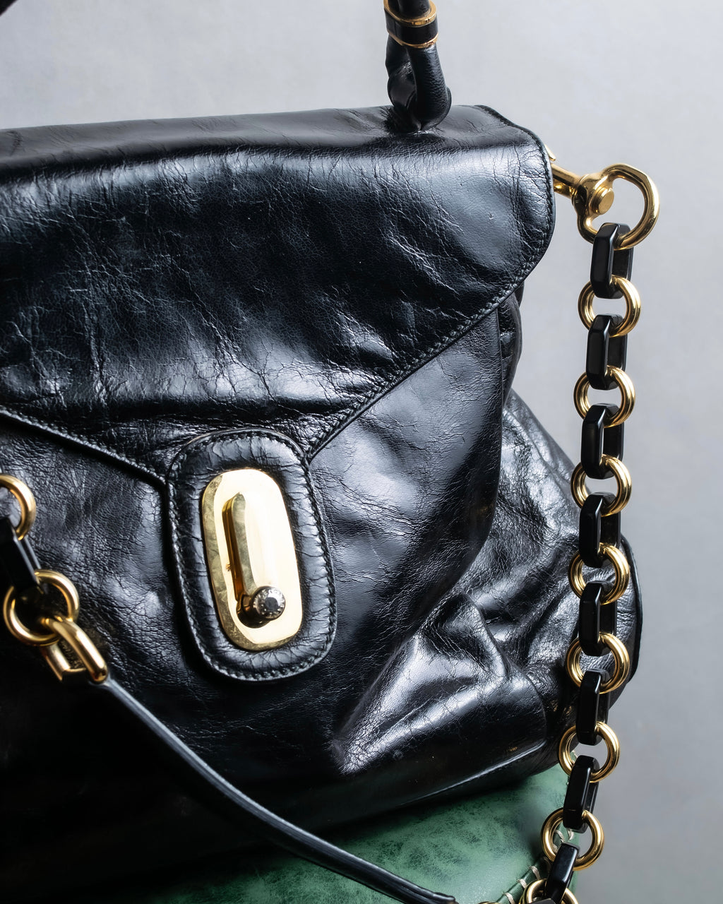 "DOLCE &amp; GABBANA" Gold chain two-way leather bag