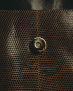 “YVES SAINT LAURENT” 80’s-90’s Sculpted flap lizard leather shoulder bag