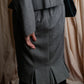 "Max Mara" 2way shape jacket & box pleated mid length skirt set up