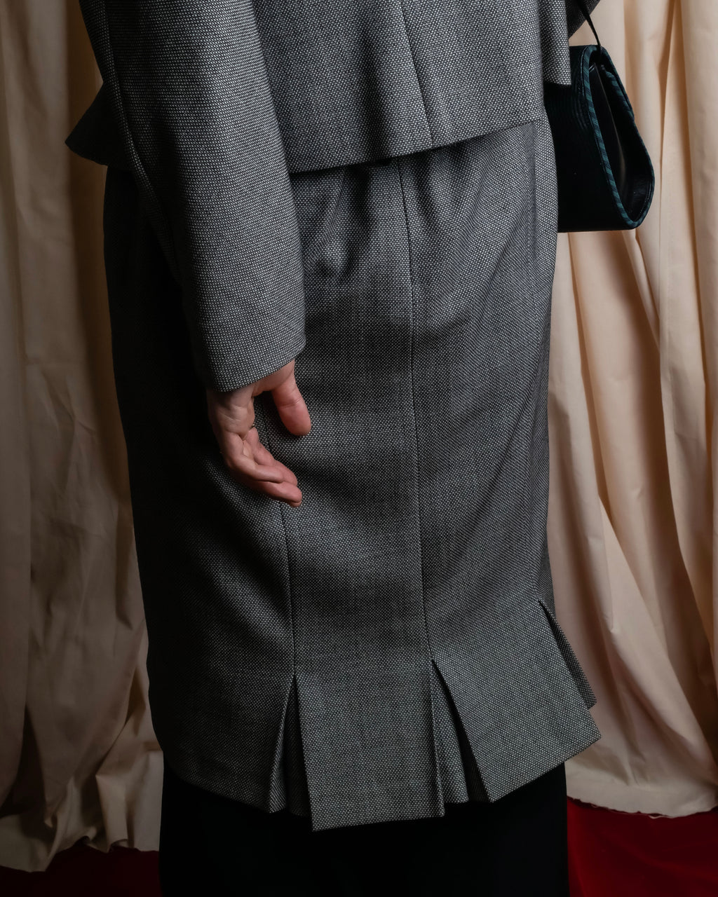 "Max Mara" 2way shape jacket & box pleated mid length skirt set up