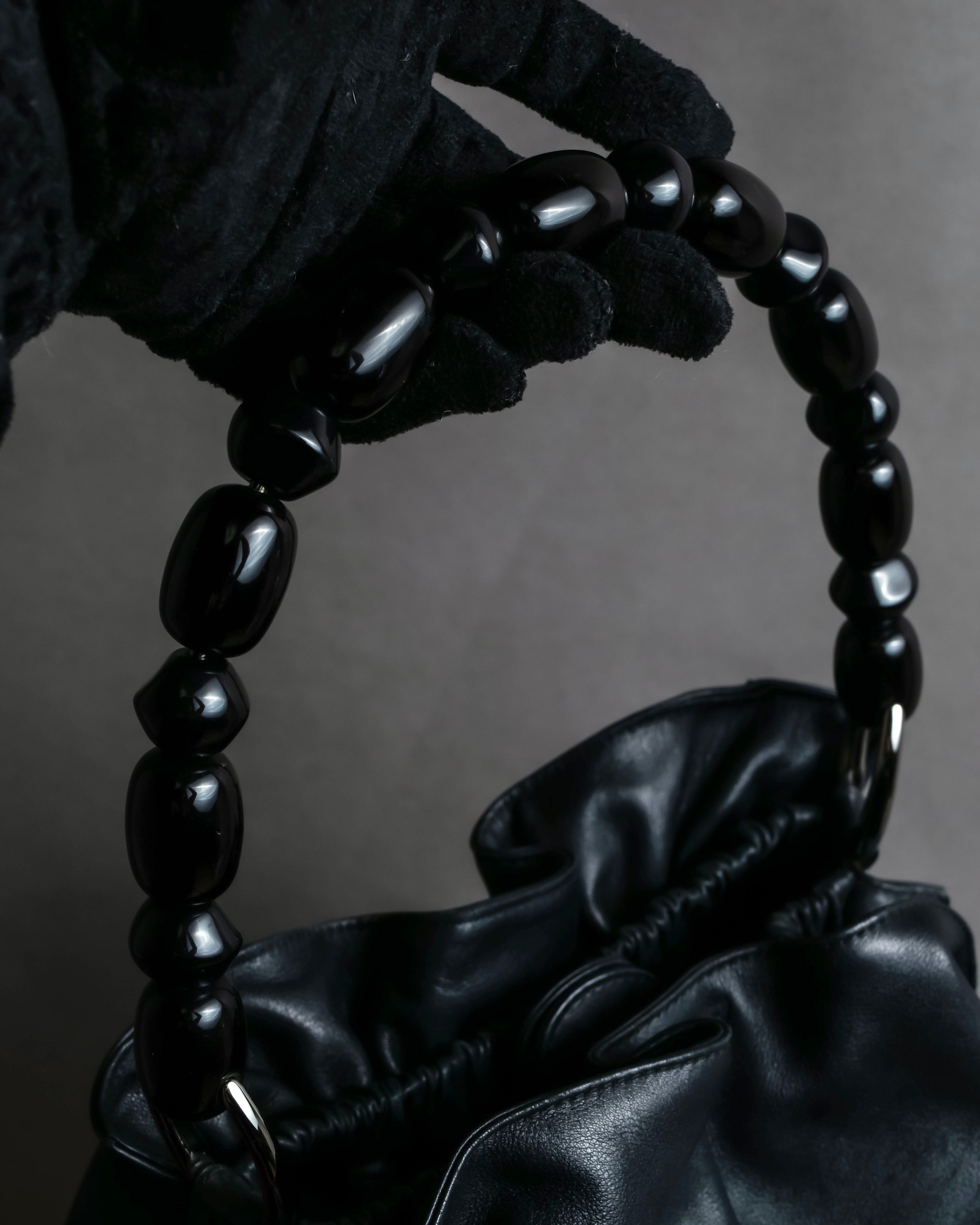 "Christian Dior" Maris Pearl series gathered design leather bag