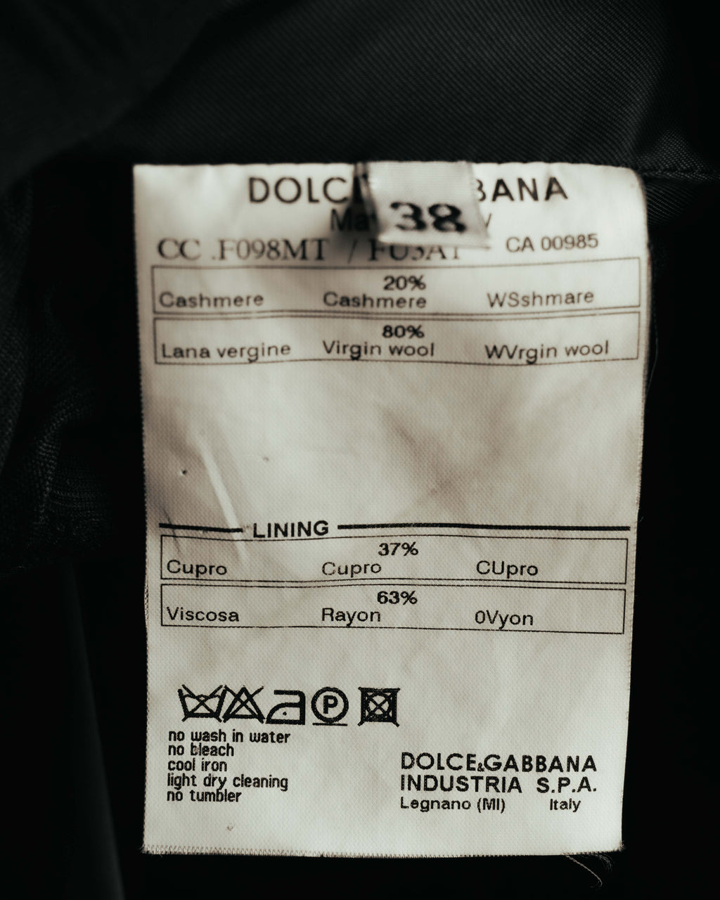"DOLCE & GABBANA" 00's-10's Cashmere blend chesterfield coat