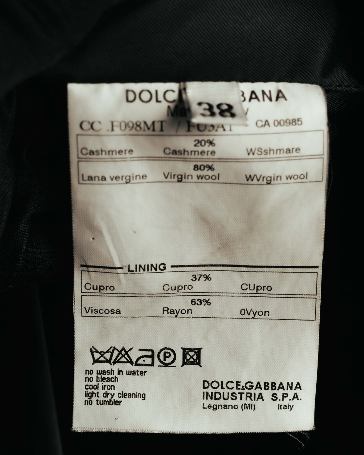 "DOLCE & GABBANA" 00's-10's Cashmere blend chesterfield coat