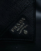 “Prada” Saffiano leather triangle logo wallet