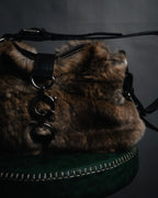 "DOLCE&GABBANA" 00’s-10’s Fur shoulder bag with logo hardware