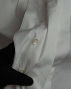 "CHANEL" Gold button design pleated white shirt