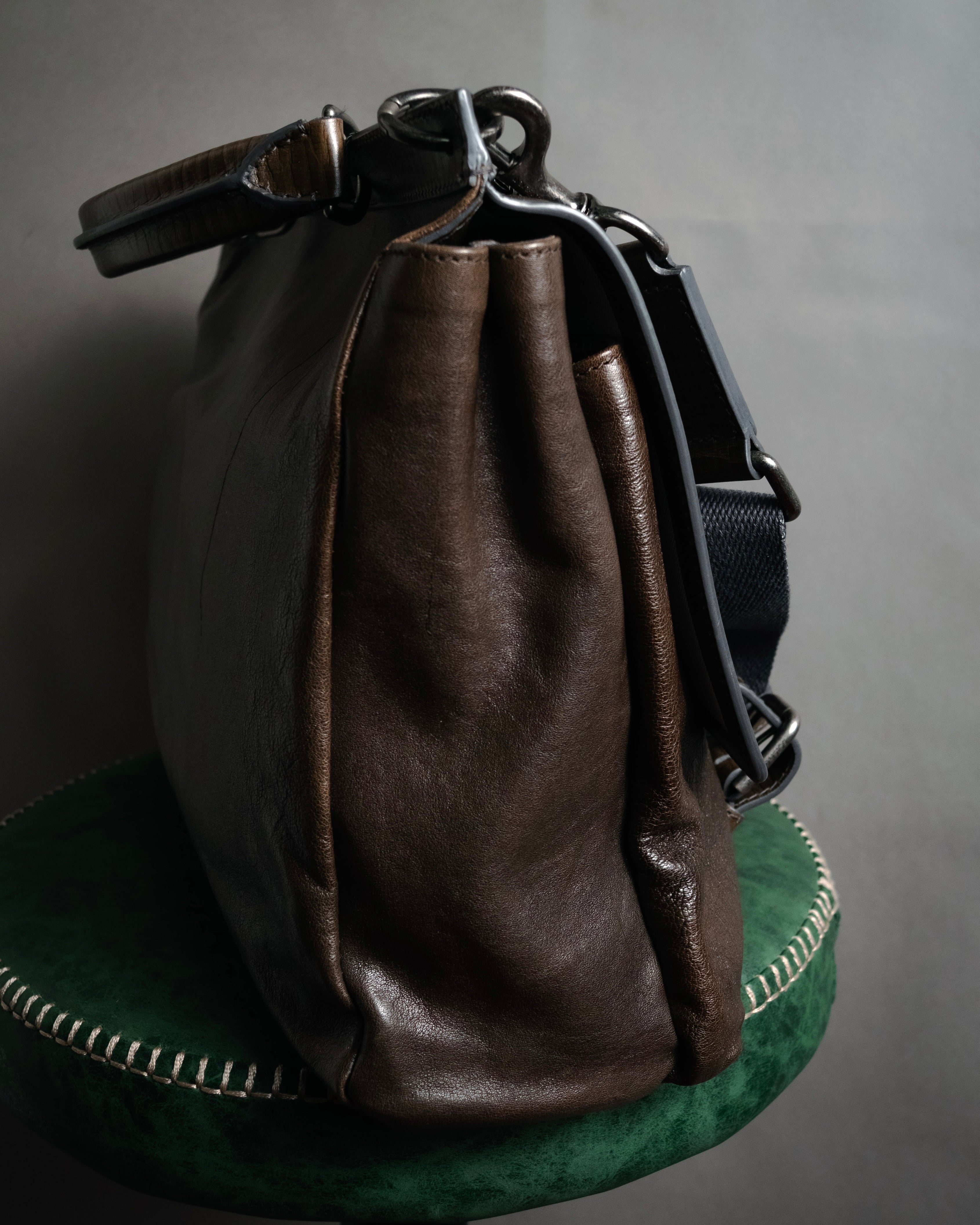 "DOLCE & GABBANA" 00’s-10’s Grained leather canvas-lined satchel bag