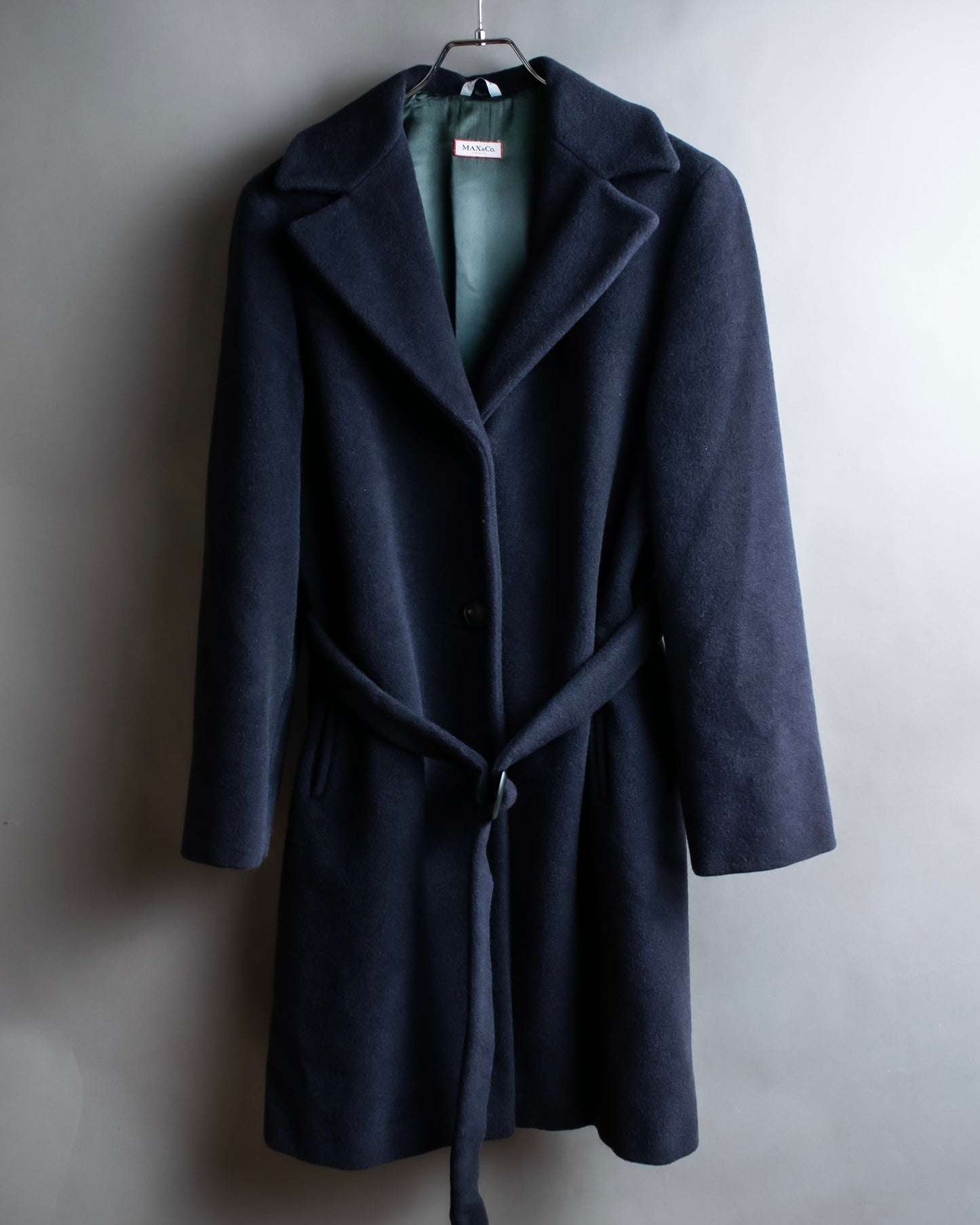 "MAX&Co." Belted design wide lapel mid-length coat