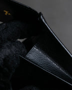 "YVES SAINT LAURENT" Cassandra logo engraved leather bi-fold wallet