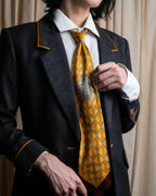 "GIANFRANCO FERRE" Ornamental yellow silk necktie
