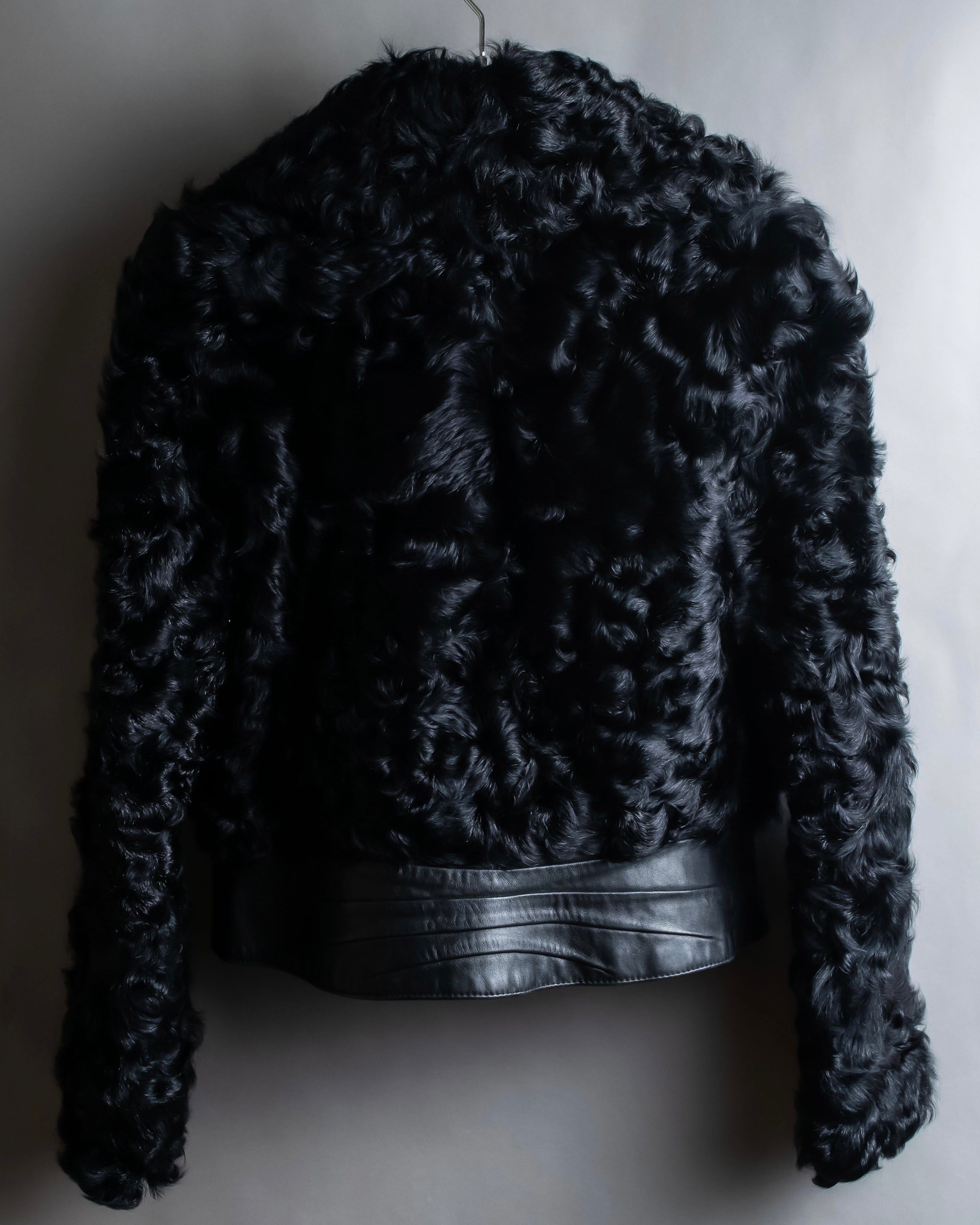 "HERMITAGE" Box silhouette double zipper fur blouson