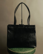 “Salvatore Ferragamo” 90’s-00’s crocodile embossed structured tote bag