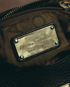 “Salvatore Ferragamo” 00’s-10’s Gancini pebbled leather handbag