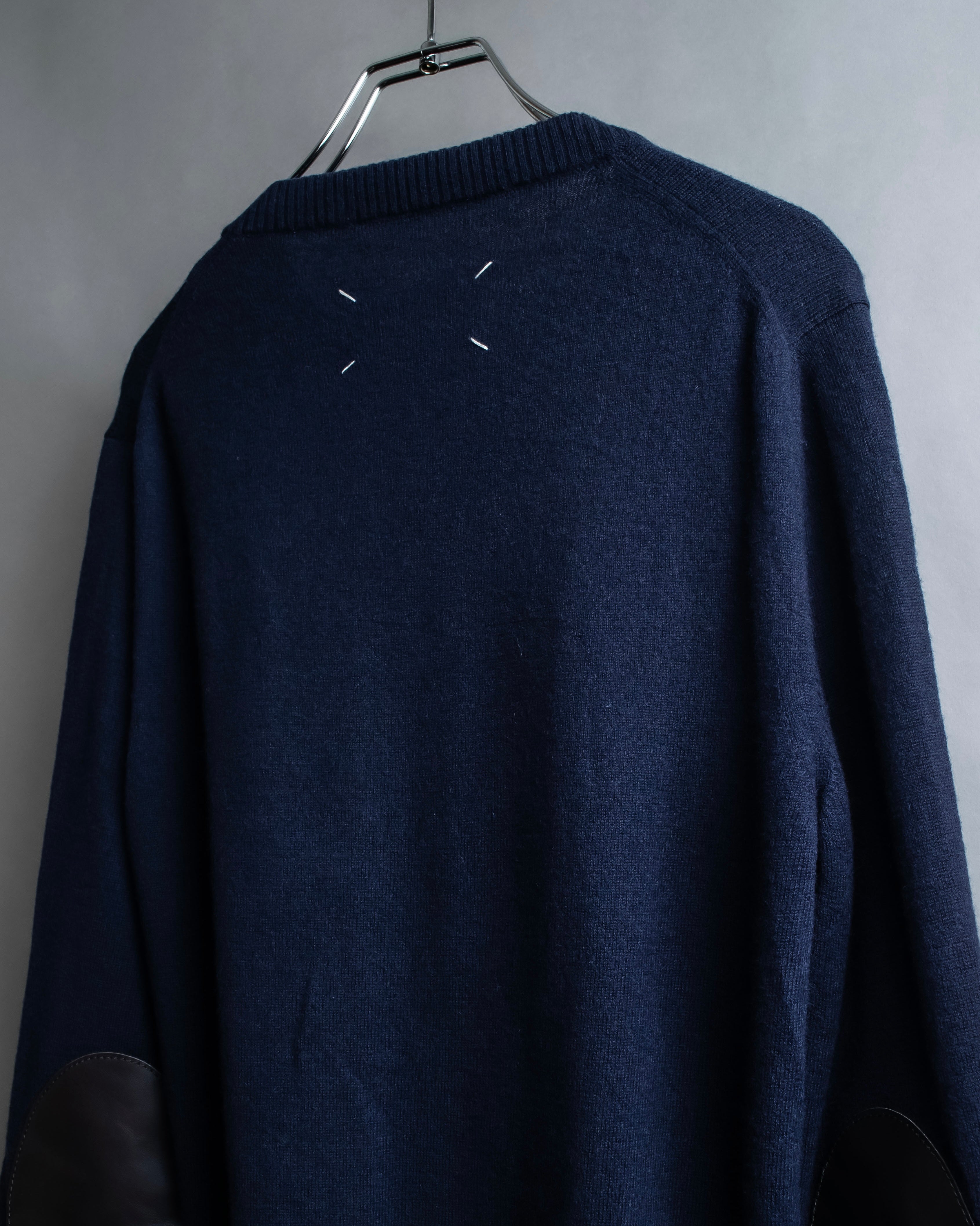 "MAISON MARGIELA" 16AW elbow patch design navy color knit