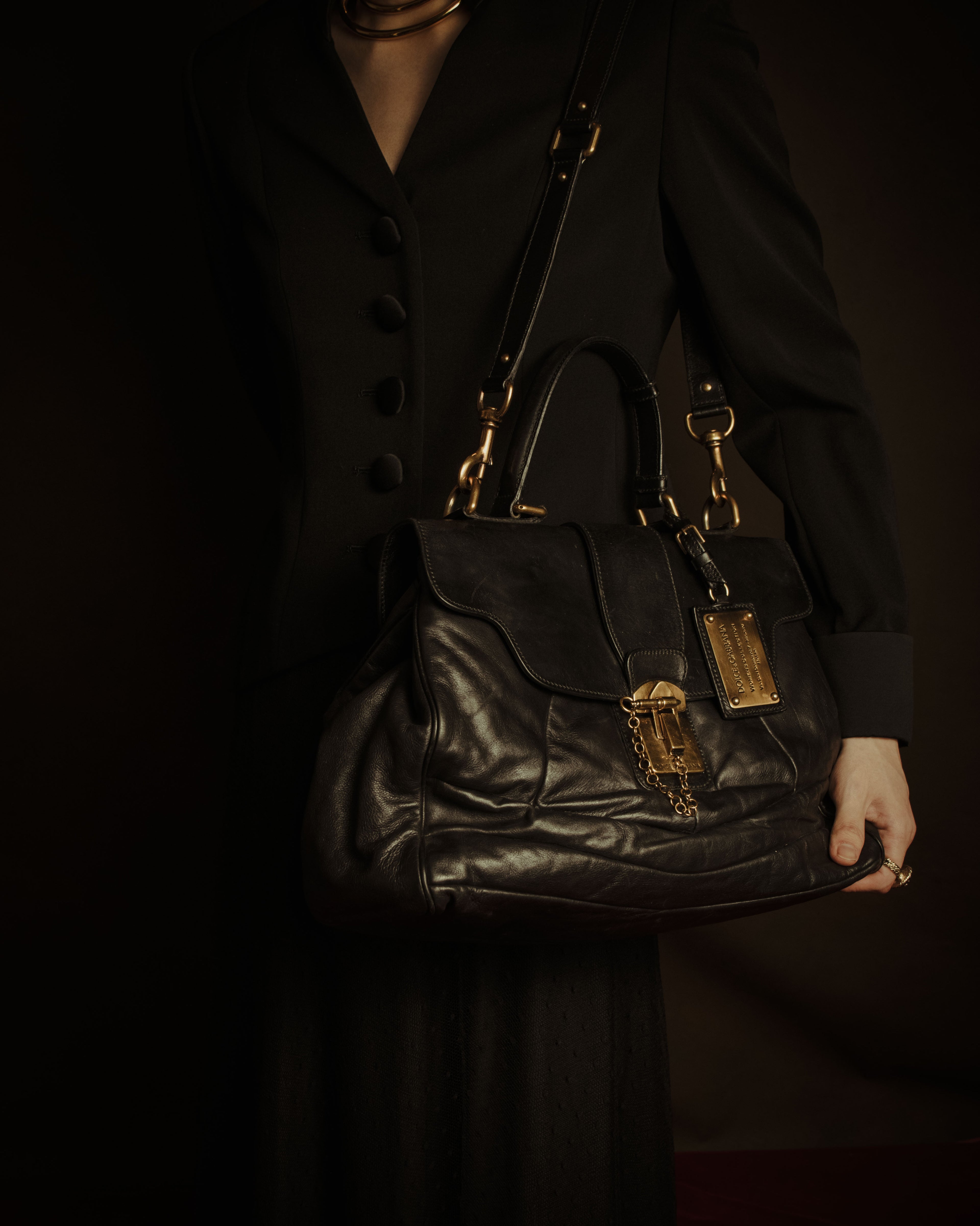 –SPECIAL– “DOLCE & GABBANA” 00’s-10’s Miss orient padlock leather satchel