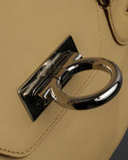 "Salvatore Ferragamo" Gancini motif greige color leather hand bag
