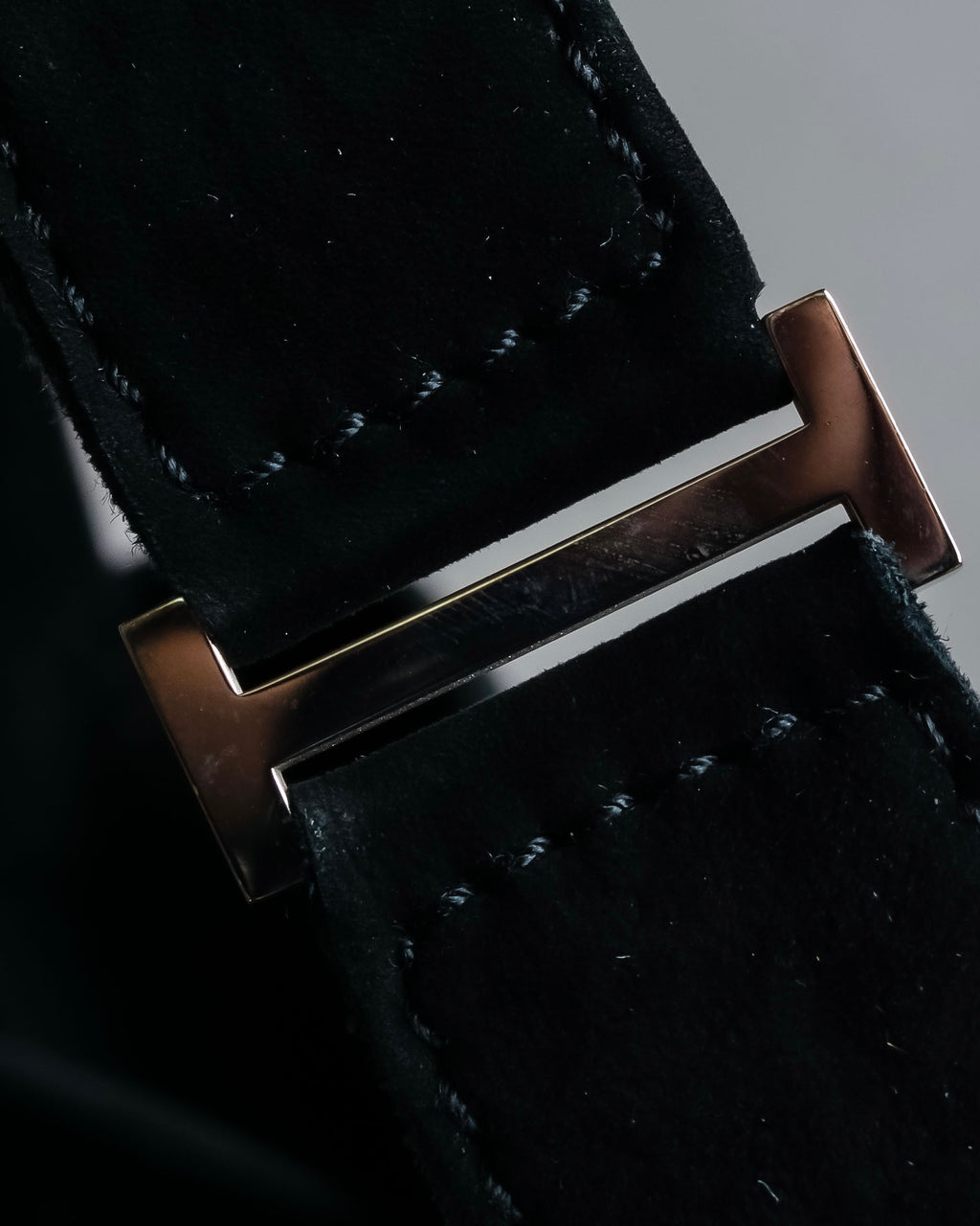 "HERMES" Tout en Douceur black suede panel line shoulder bag