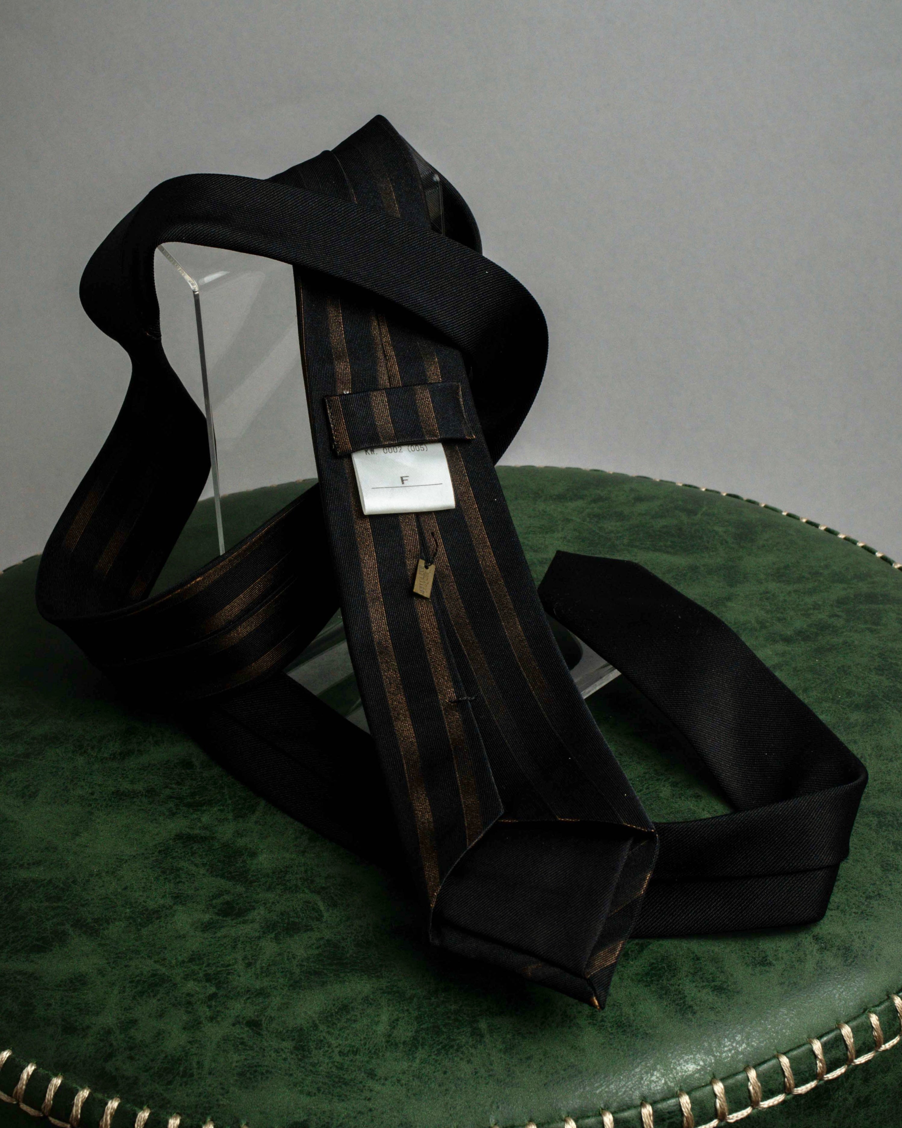 "JEAN PAUL GAULTIER" Tribal circle motif design striped silk neck tie