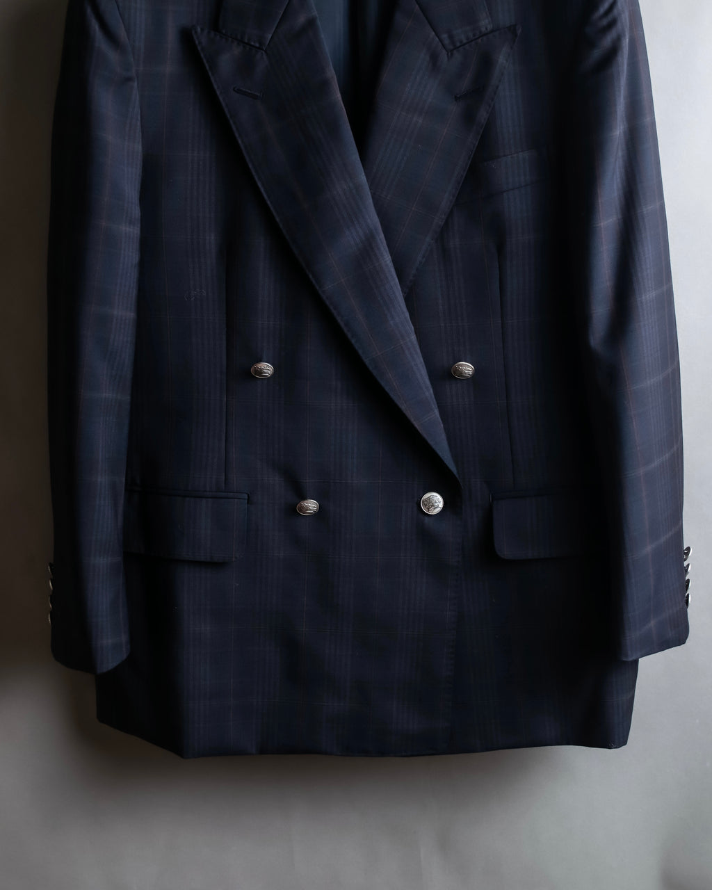 "BURBERRYS" Micro check pattern metal button blazer