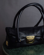 "ADMJ" Gold clasp grain leather shoulder bag