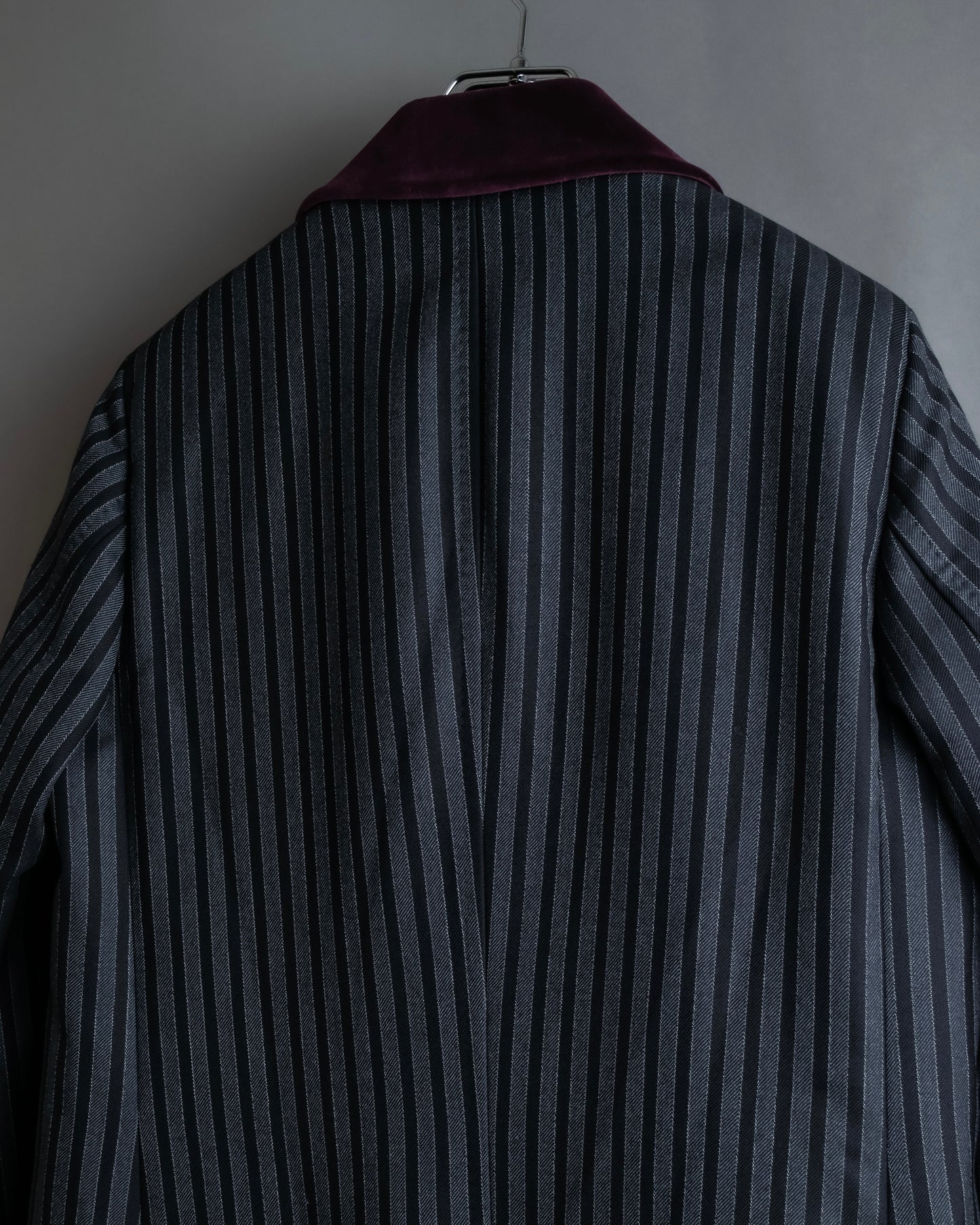 "GUCCI" Velour upper collar design thick stripe pattern chester coat