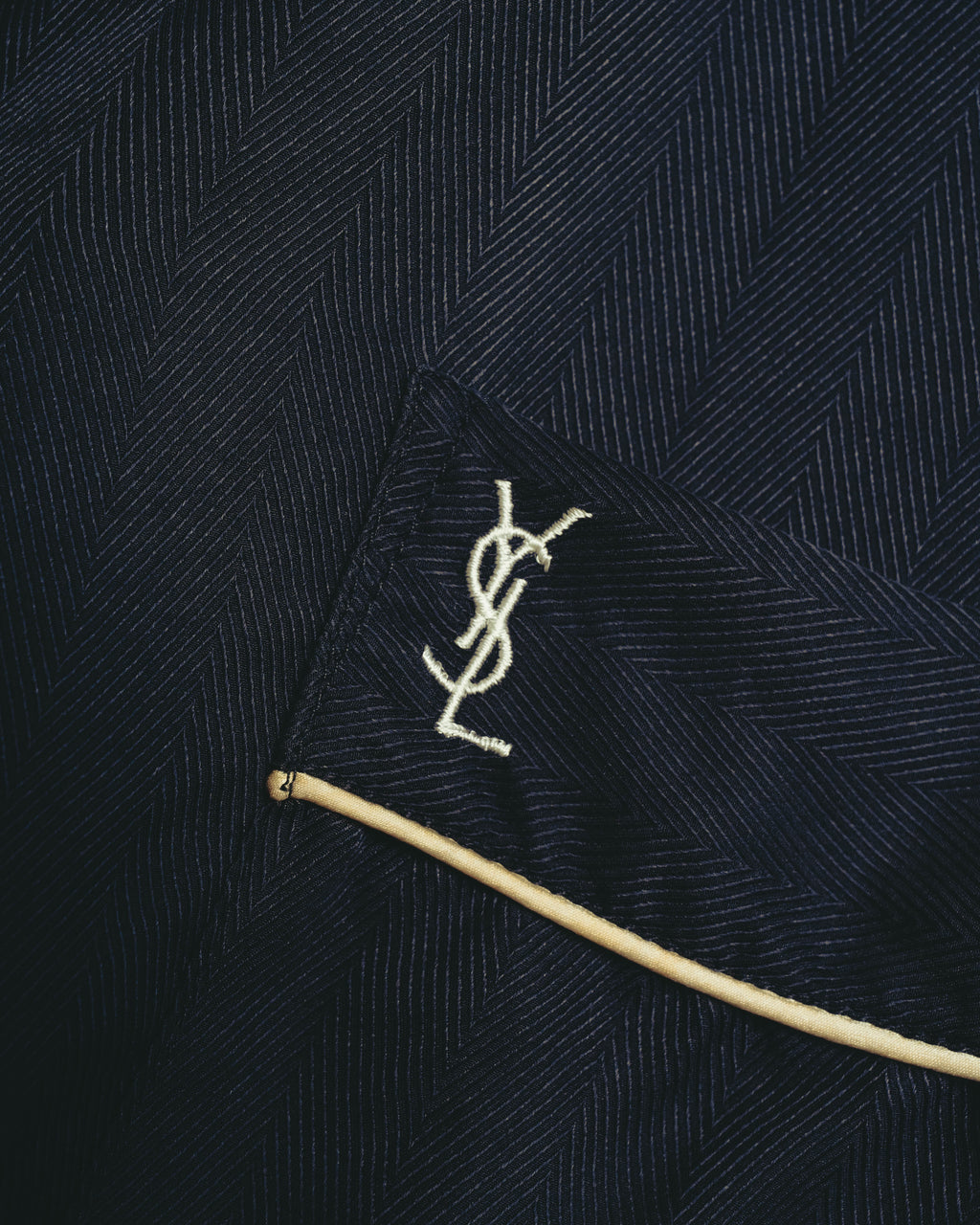"Yves Saint Laurent" 90's-00's Herringbone silk pajama shirt