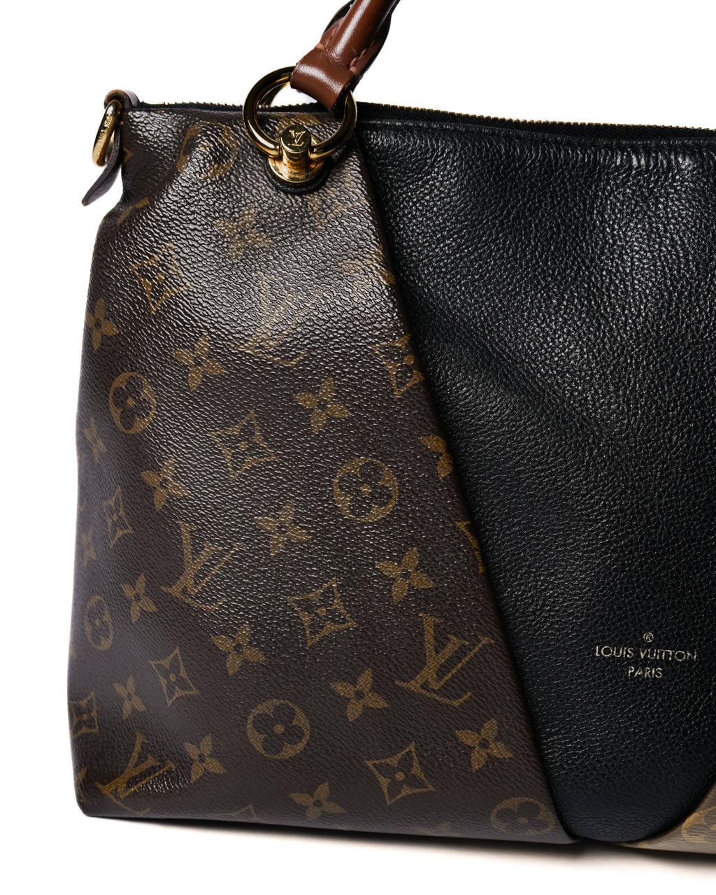 LOUIS VUITTON/ “V Tote mm” Monogram Canvas & Leather Handbag