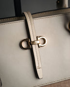 “Salvatore Ferragamo” 2010’s canvas and leather gancini tote bag