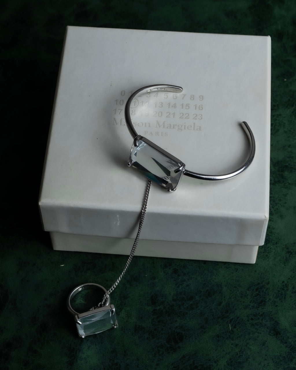 "Maison Martin Margiela" Crystal cut head motif ring＆bangle combination set